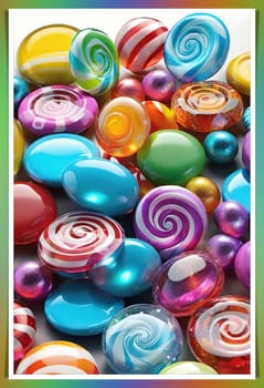 Colorful candies on a white background. 3d illustration.colorful lollipops in a box on a white background.