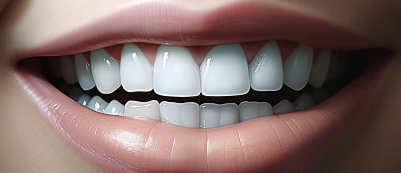 Healthy Dental Care: Close-Up of a Smiling Young Woman with White Teeth and Fresh Lips.