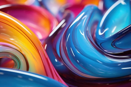 Abstract Liquid Mix: Vibrant Colors and Artistic Flow on a Bright Blue Background