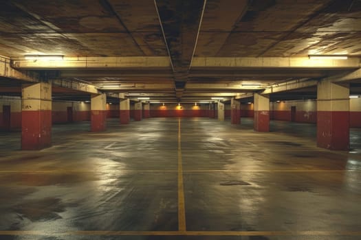 Empty parking lot. Background Generative AI.