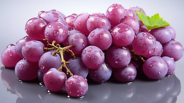   purple grapes, close up, clear, white background , Generate AI