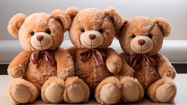  Big very soft teddy bears, brown, white background , Generate AI