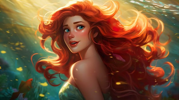 cartoon, princess ariel  , Generate AI