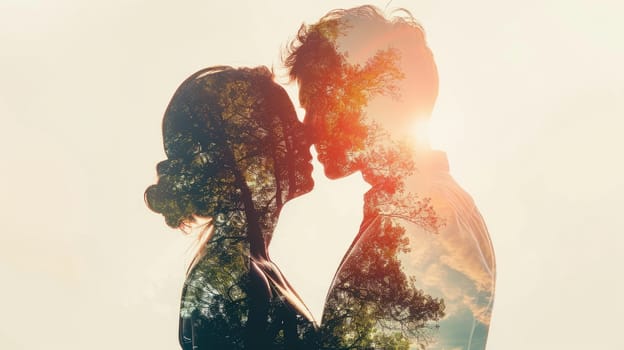 young couple in love , beautiful nature background , valentines day pragma