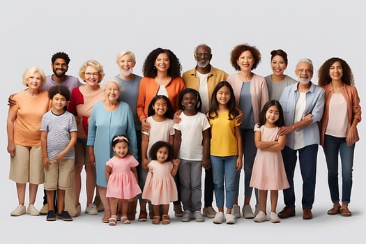 A diverse group of individuals standing close to each other, smiling, and enjoying each others company.