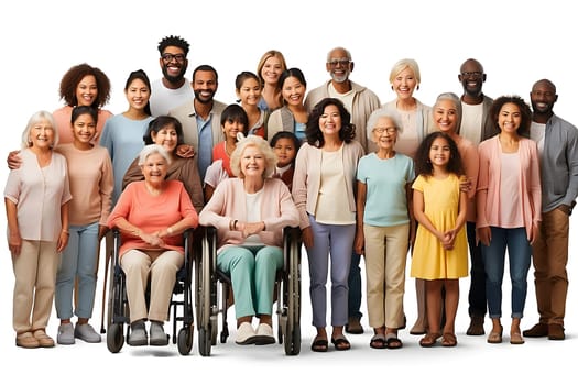 A diverse group of individuals standing next to each other, smiling and posing for a photograph.