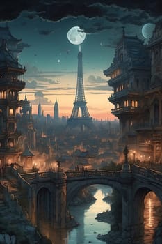 An exquisite painting capturing the iconic Eiffel Tower in the heart of Paris.