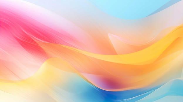 Abstract Colorful Transparent Wave Flowing Yellow Pink Blue Holographic Sunlight Background , Generate AI