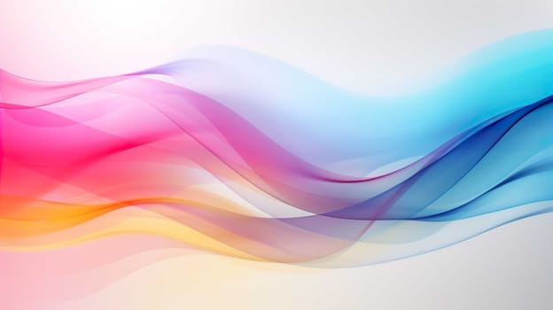 Abstract Colorful Transparent Wave Flowing Yellow Pink Blue Holographic Sunlight Background , Generate AI