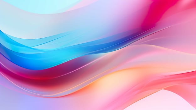 Abstract Colorful Transparent Wave Flowing Yellow Pink Blue Holographic Sunlight Background , Generate AI