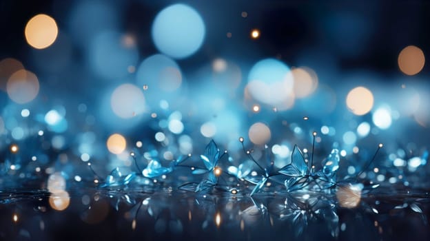 Abstract background with bokeh effect blurred defocused lights in light blue colors light blue bokeh lights on gray background  , Generate AI