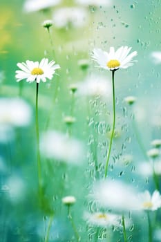 Green spring and summer background with beautiful white flowers.