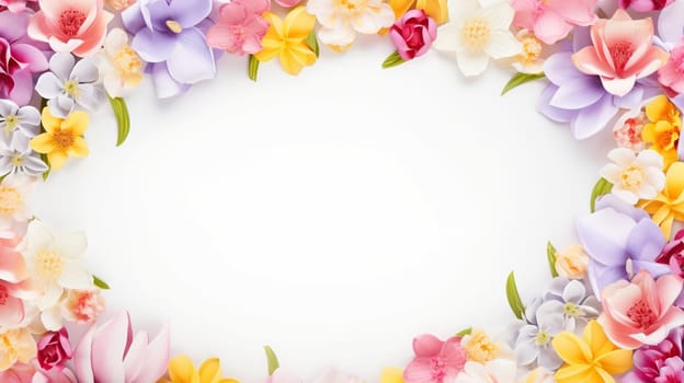 Spring and summer decorations background with beautiful wild flowers. Copy space for text banner