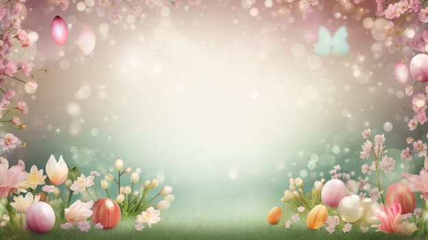 Spring and summer decorations background with beautiful wild flowers. Copy space for text banner