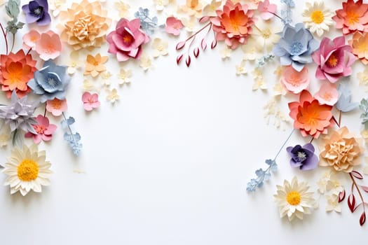 Spring and summer decorations background with beautiful wild flowers. Copy space for text banner