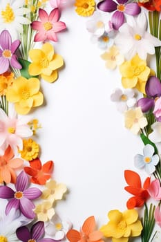 Spring and summer decorations background with beautiful wild flowers. Copy space for text banner