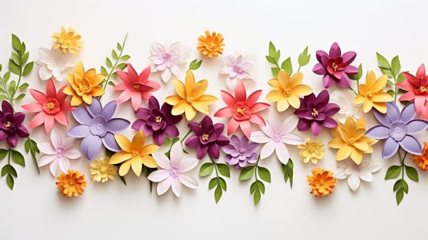 Spring and summer decorations background with beautiful wild flowers. Copy space for text banner