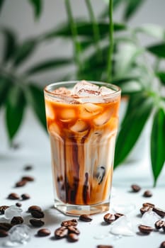 cold coffee with milk in a glass. Selective focus. nature.