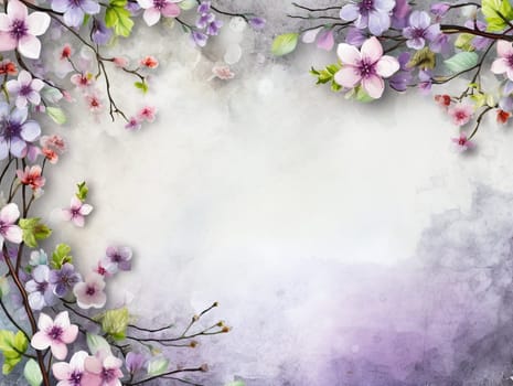 Spring and summer decorations background with beautiful wild flowers. Copy space for text banner