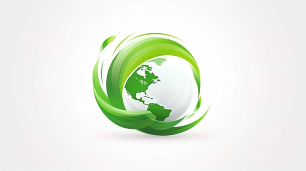 logo earth, round, green, white background Generate AI