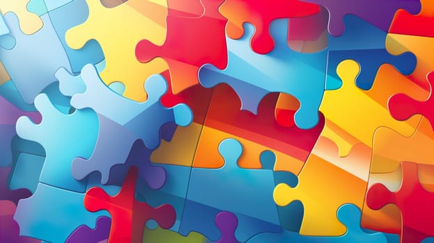 illustration of a colorful puzzle arrangement forming a heart, commemorating world autism day , Generate AI