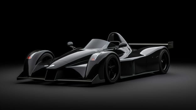 Racing car prototype, silhouette on black. Car of my own design  Photo realistic render , Generate AI