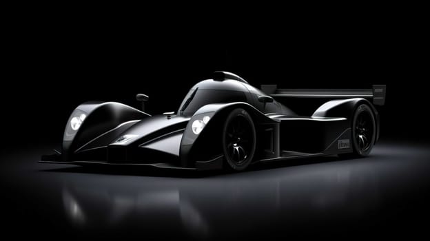 Racing car prototype, silhouette on black. Car of my own design  Photo realistic render , Generate AI