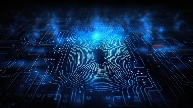 Fingerprint scan provides security access ,Businessman pointing security access , Generate AI