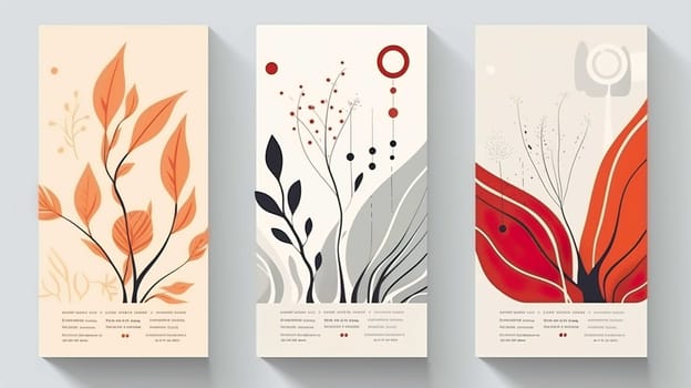 Hand drawn abstract shapes and plant motif layouts for banners, flyers, brochures, Generate AI