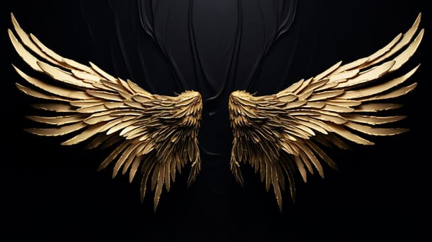 Wing gold in black background  Generate AI