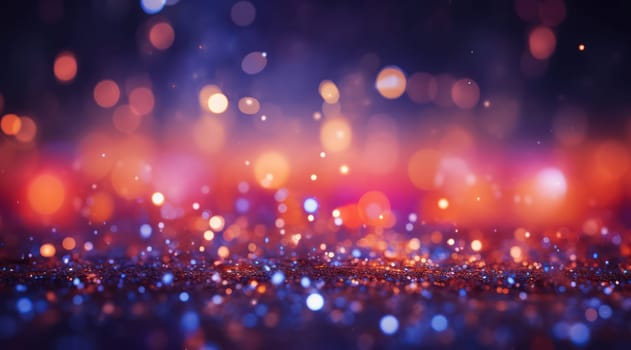 Shimmering Magical Bokeh Lights on Blue Christmas Background