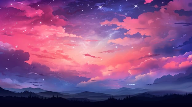 Background strikes and colorful, very aesthetic at night, shooting starlight the sky, Generate AI