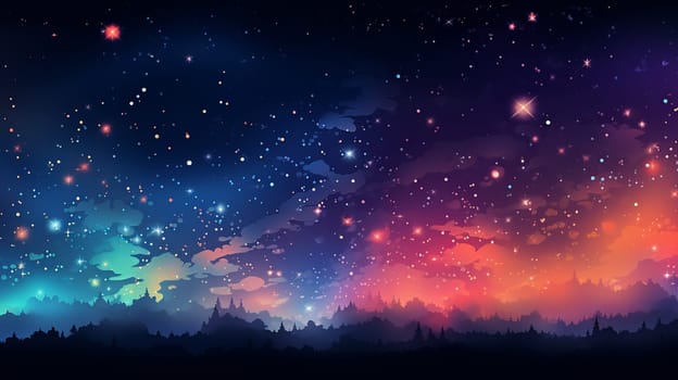 Background strikes and colorful, very aesthetic at night, shooting starlight the sky, Generate AI