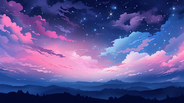 Background strikes and colorful, very aesthetic at night, shooting starlight the sky, Generate AI