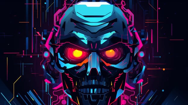 Robotic modern face Background  design graphic  Abstract cyberpunk landing page Generate AI