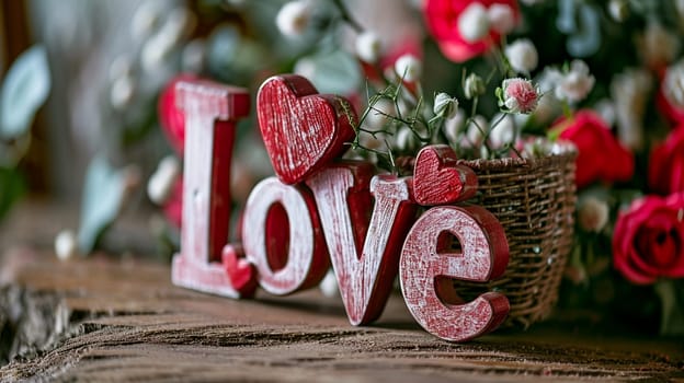 Joyful young couple celebrating Valentine's Day. man and woman holding heart in hands. holiday selective focus. Generative AI,