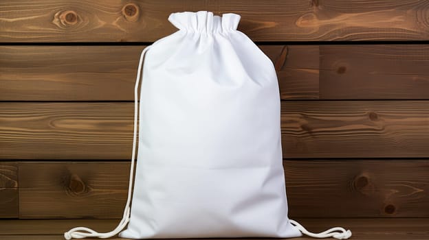 Light Fabric Bags Made of Natural Fabric. Recycling concept, excess consumption, Plastic free, linen fabric, wooden background, reusable, cereal bag, food, supplies, provisions