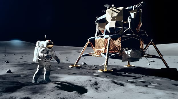 astronaut with big rover on Mars, generative AI. High quality photo