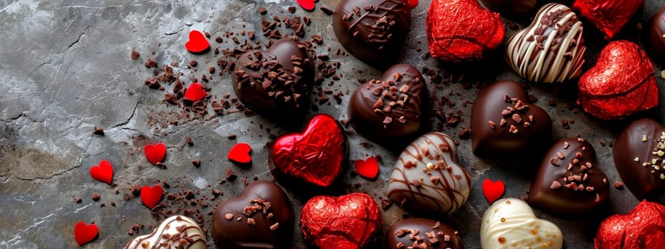 heart shaped chocolate candies. Selective focus. food.