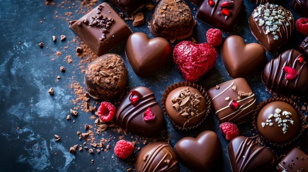 heart shaped chocolate candies. Selective focus. food.