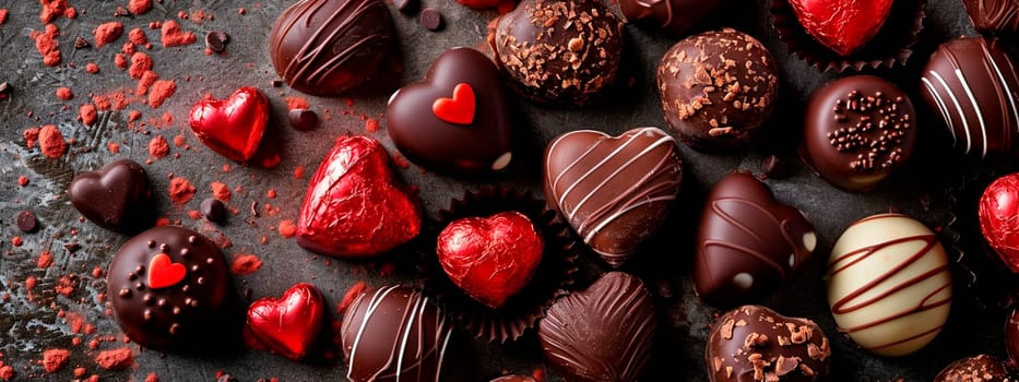 heart shaped chocolate candies. Selective focus. food.