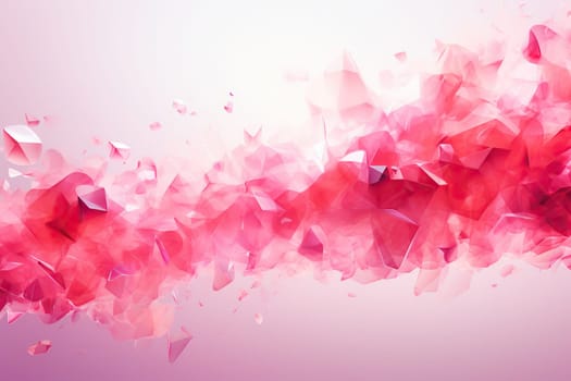 Horizontal abstract pink background with flying elements.