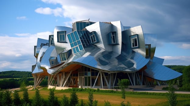 bizarre architecture of art building, creative style comeliness