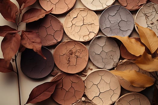 Cracked dry eyeshadow in natural shades.