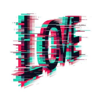 Word LOVE typography lettering design for valentines day greeting card print decoration. Vellichor.