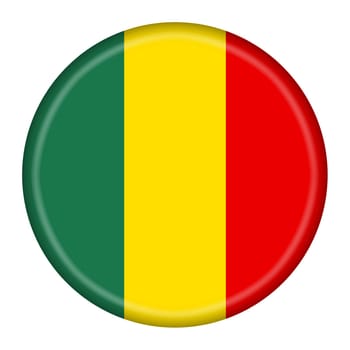 A Mali flag button 3d illustration with clipping path