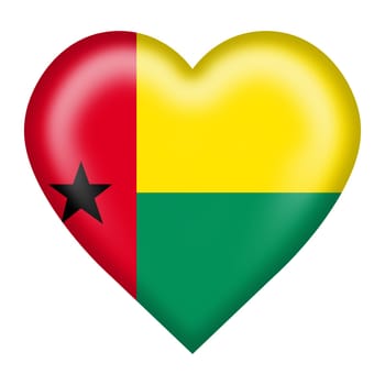 A Guinea-Bissau flag heart button isolated on white with clipping pathred yellow green star black