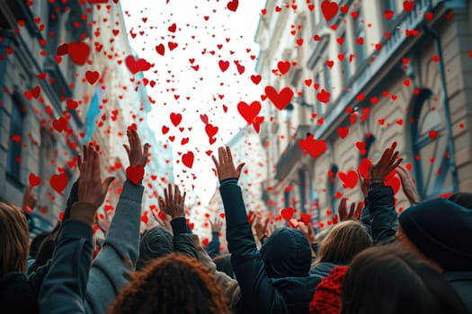 people on the street celebrate valentines day with love and joy pragma