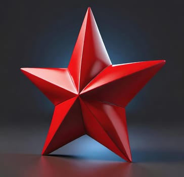 Red stars on a white background. 3d rendering. 3d illustration.Red star on a stand on a gray background. 3d rendering of a red star on a white background with shadow.Christmas decoration.