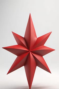 Red stars on a white background. 3d rendering. 3d illustration.Red star on a stand on a gray background. 3d rendering of a red star on a white background with shadow.Christmas decoration.